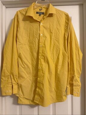 Kenneth Cole Reaction Men's Bright Yellow Long-Sleeve Dress Shirt